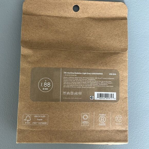 New Allbirds Anytime Bralette Light Grey Size L - Picture 3 of 6